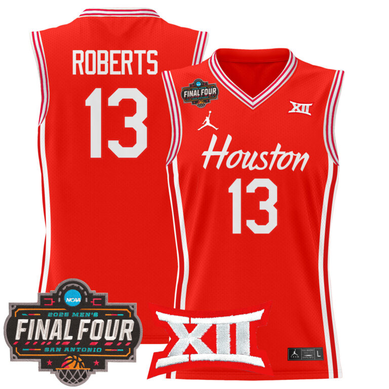 Men Houston Cougars #13 Roberts red 2025 Final Four Patch NCAA Jersey